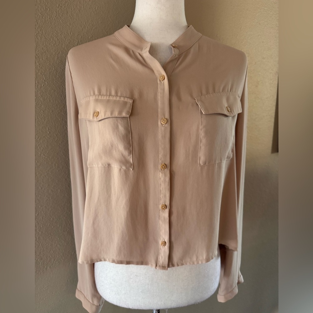 Forever 21 Vintage Women's Tan Boxy Button-Up Blouse